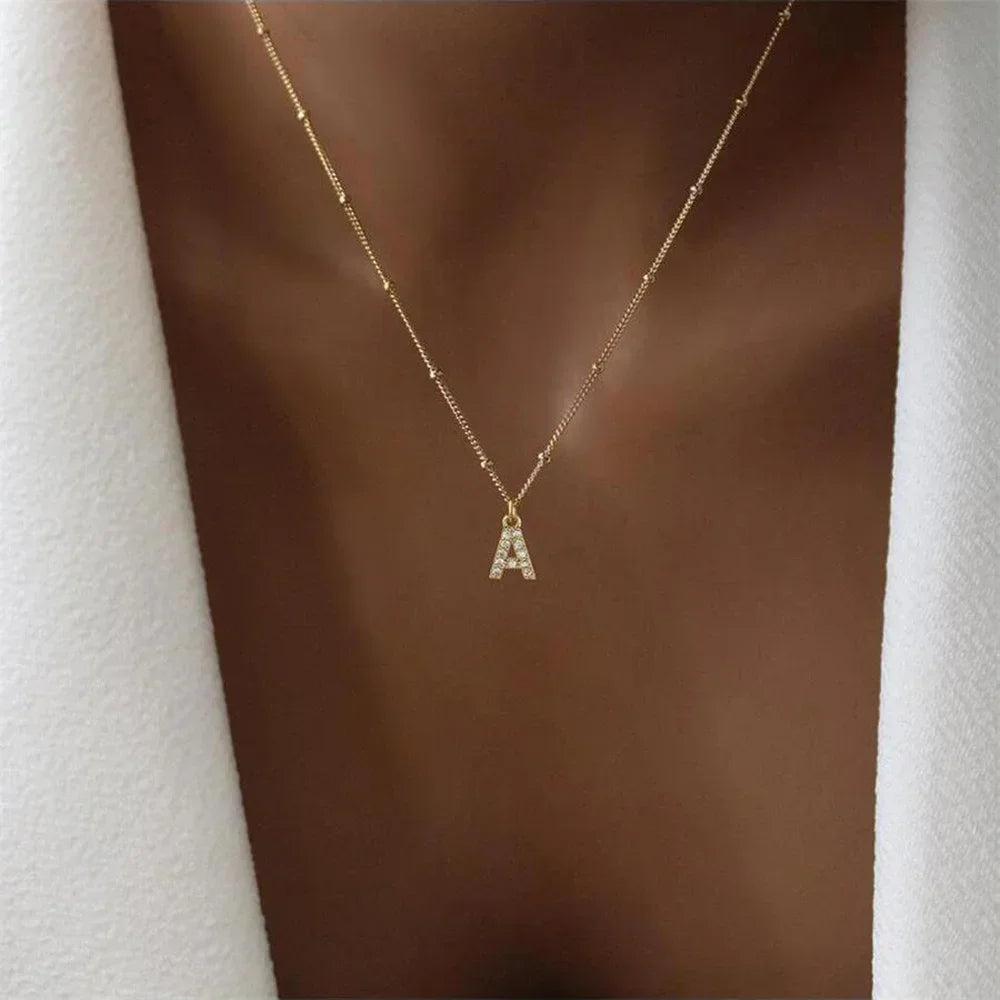 Personalized Initial Necklace A-Z Letter Charms Pendant