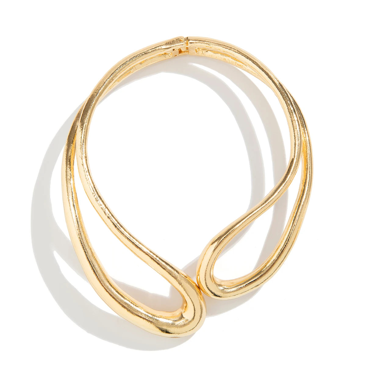 Bold Sculptural Choker Necklace in Gold or Silver, Steampunk