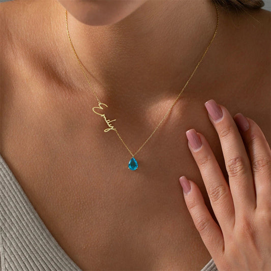Custom Name Birthstone Necklace – Personalized Gift for Her