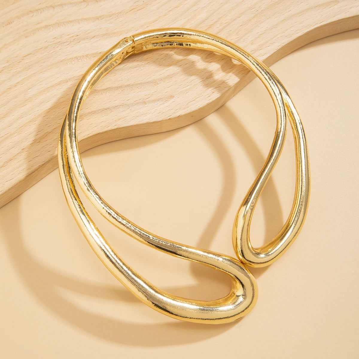 Bold Sculptural Choker Necklace in Gold or Silver, Steampunk