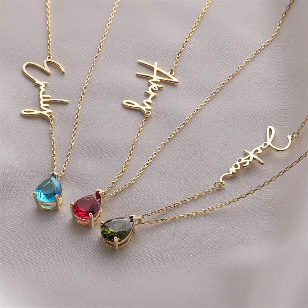 Custom Name Birthstone Necklace – Personalized Gift for Her
