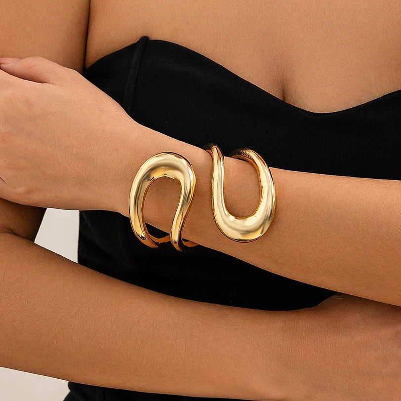 Bold Sculptural Choker Necklace in Gold or Silver, Steampunk