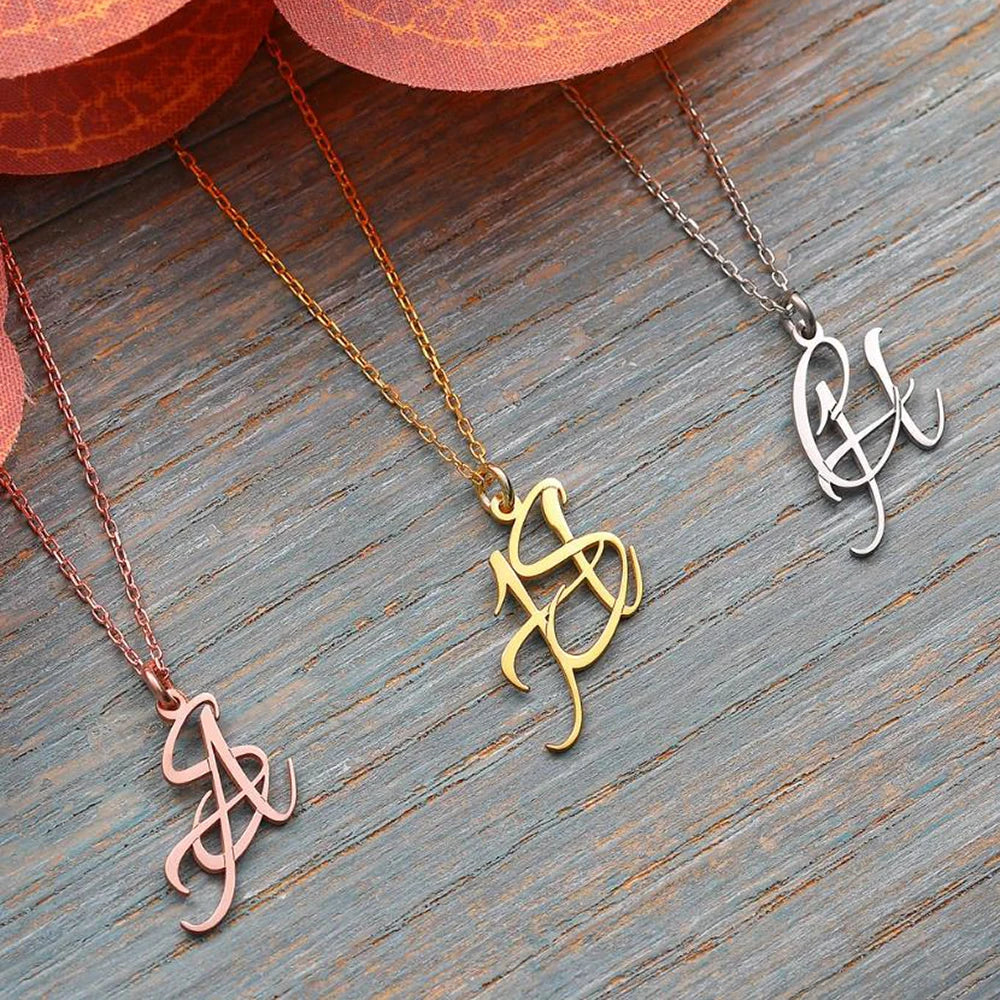 Custom Two Letter Necklace – Double Initial Pendant Gift for Her