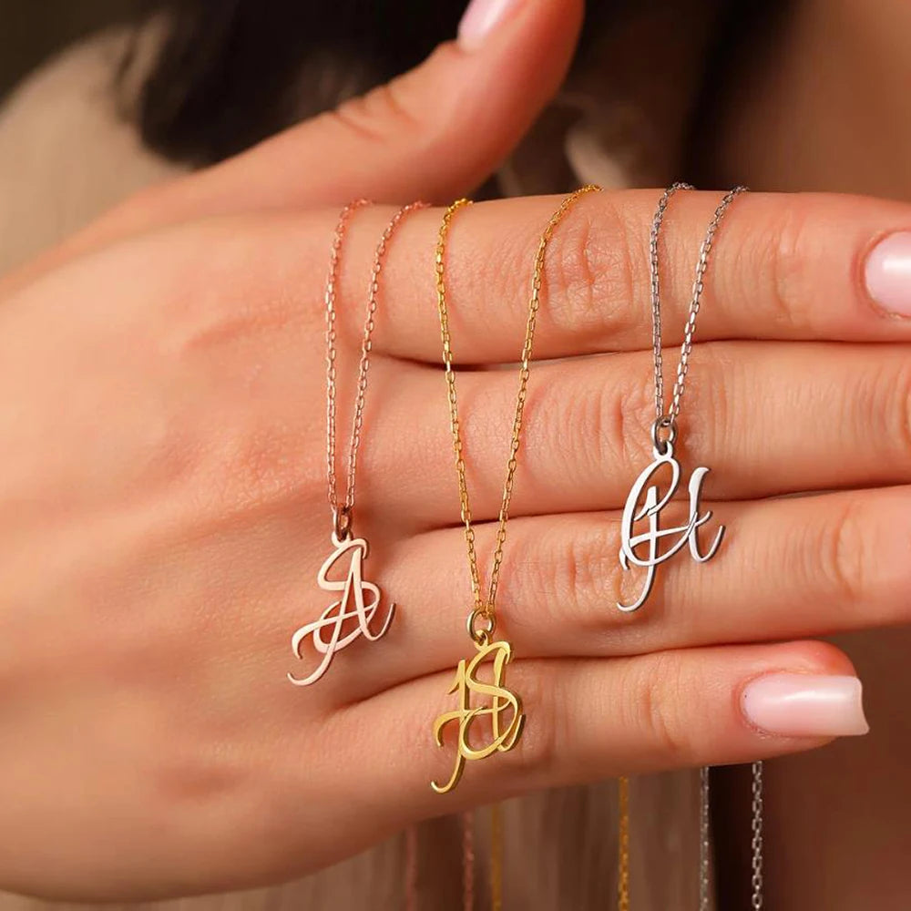 Custom Two Letter Necklace – Double Initial Pendant Gift for Her