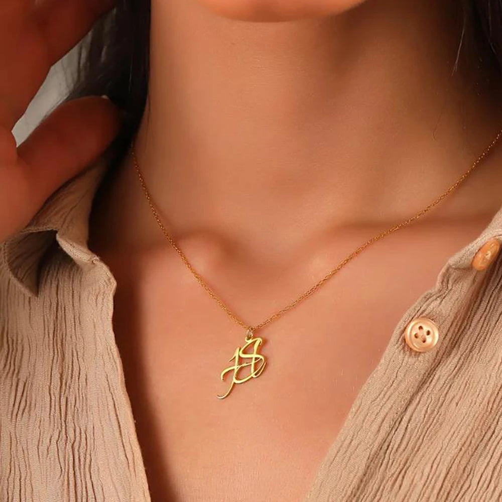 Custom Two Letter Necklace – Double Initial Pendant Gift for Her