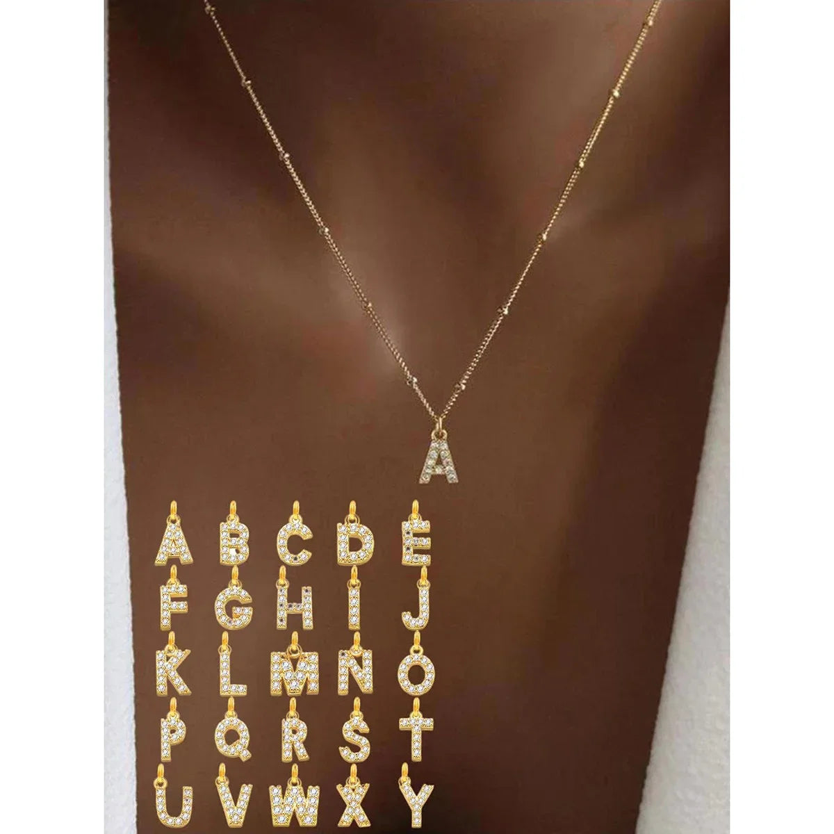 Personalized Initial Necklace A-Z Letter Charms Pendant