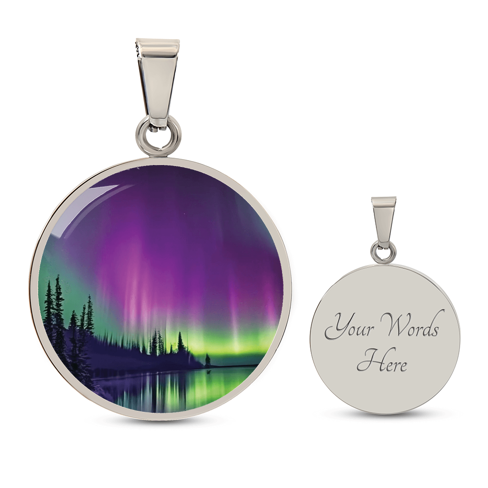Aurora Borealis Round Pendant Necklace
