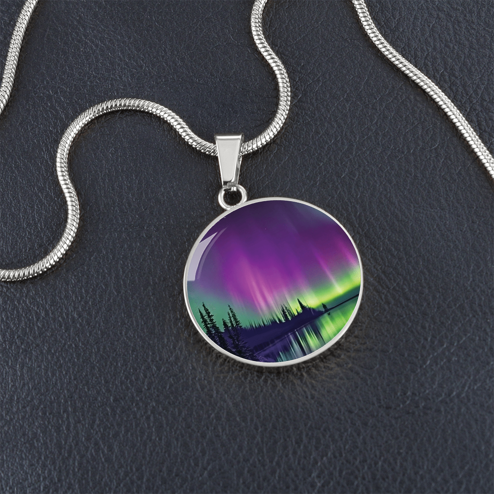 Aurora Borealis Round Pendant Necklace
