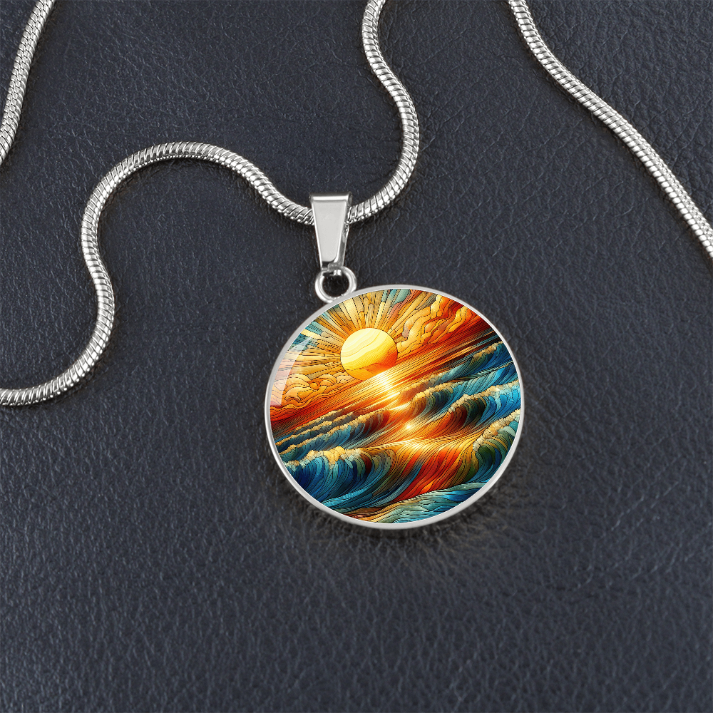 Sunset Design Round Pendant Necklace