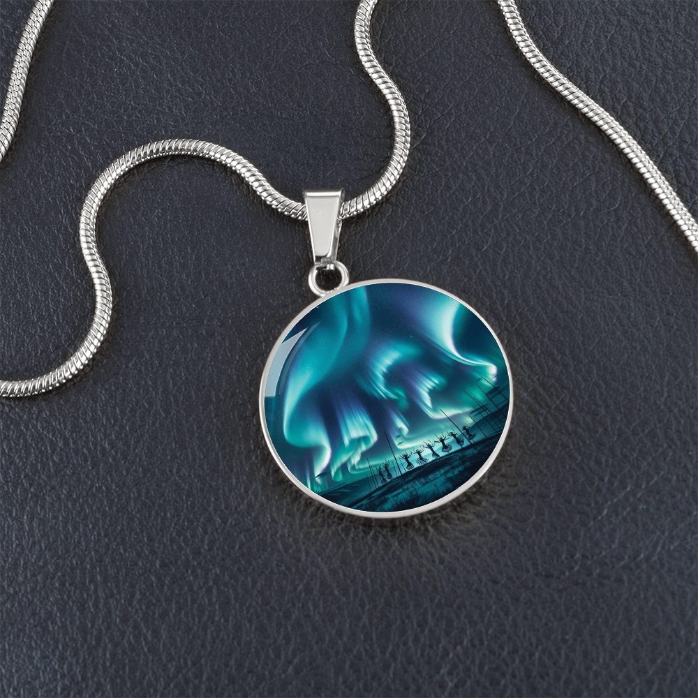 Aurora Borealis Round Pendant Necklace