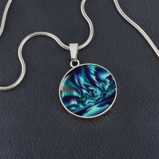 Aurora Borealis Round Pendant Necklace