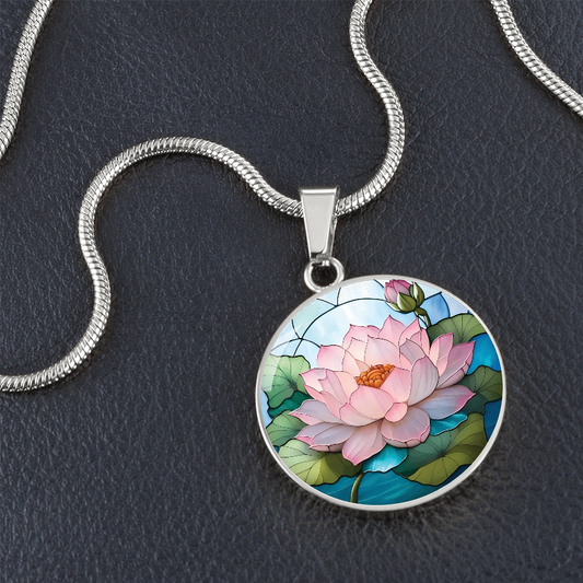Lotus Round Pendant Necklace