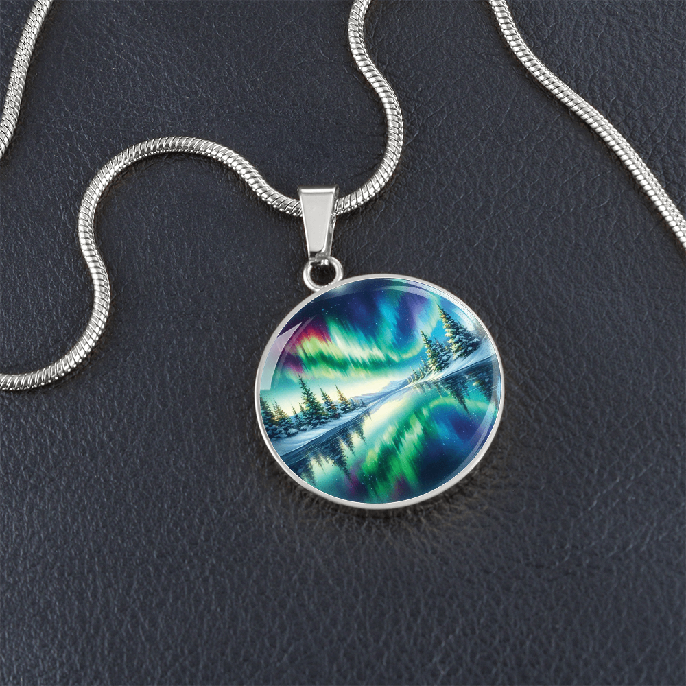 Aurora Borealis Round Pendant Necklace