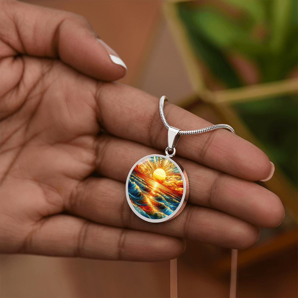 Sunset Design Round Pendant Necklace