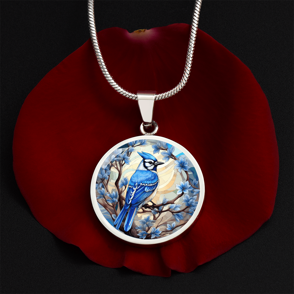 Blue Jay Stained Glass Necklace, Bird Necklace, Gifts for Wife, Gifts for Bird Lovers, Birthday Gift, Gift for Her