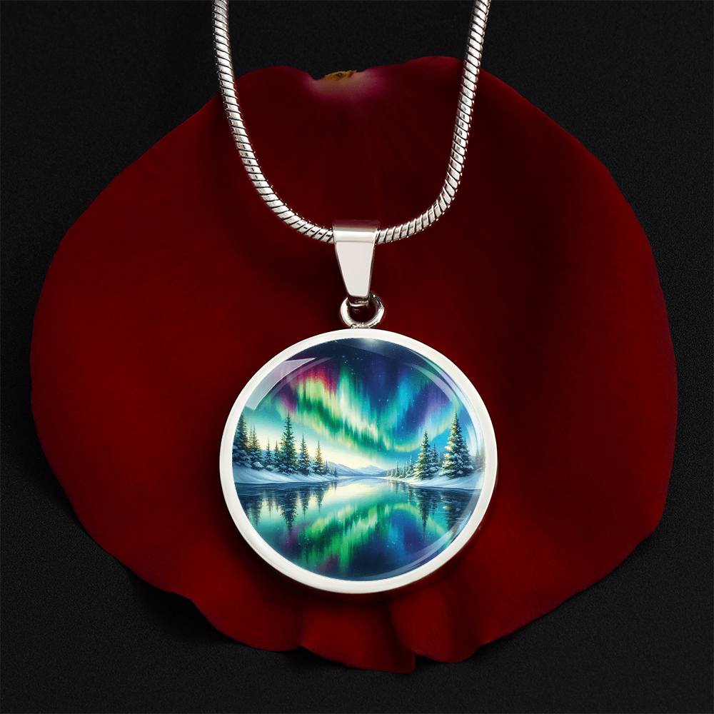 Aurora Borealis Round Pendant Necklace