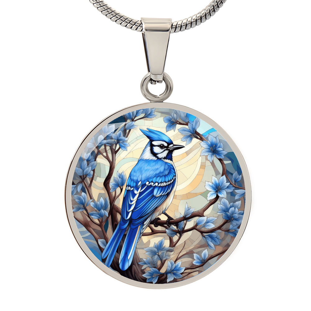 Blue Jay Stained Glass Necklace, Bird Necklace, Gifts for Wife, Gifts for Bird Lovers, Birthday Gift, Gift for Her