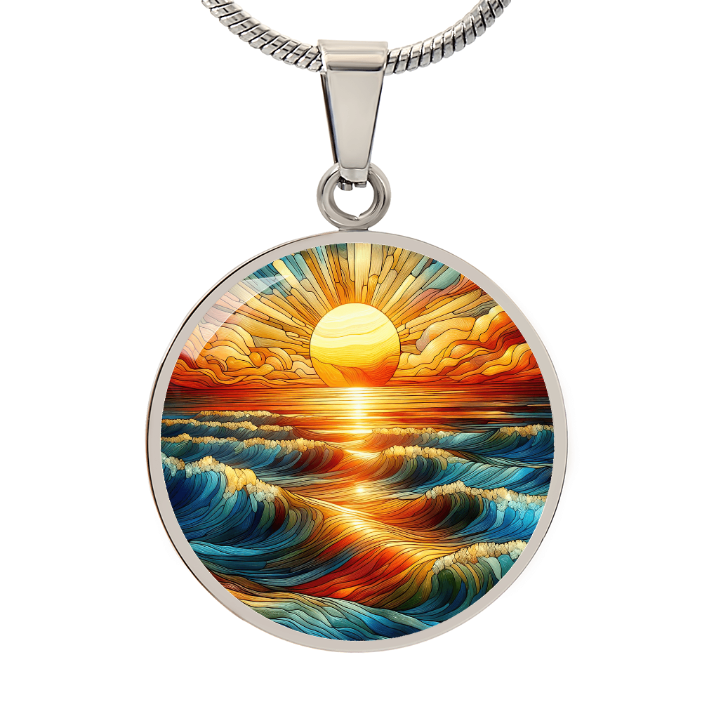 Sunset Design Round Pendant Necklace