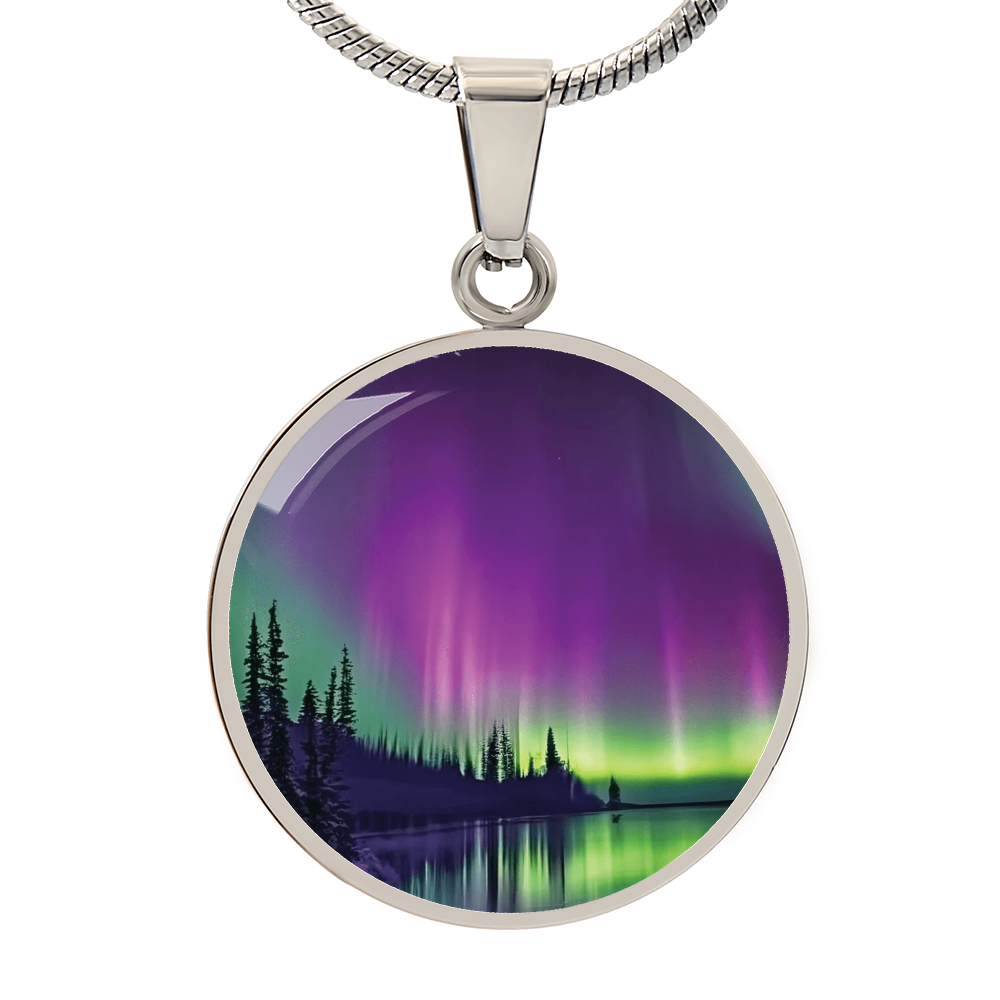 Aurora Borealis Round Pendant Necklace
