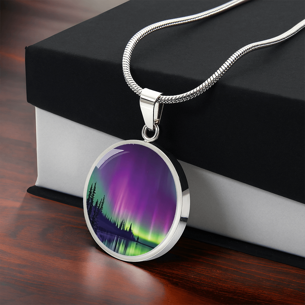 Aurora Borealis Round Pendant Necklace