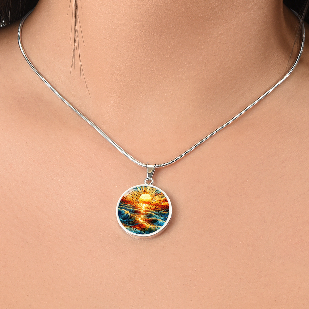 Sunset Design Round Pendant Necklace