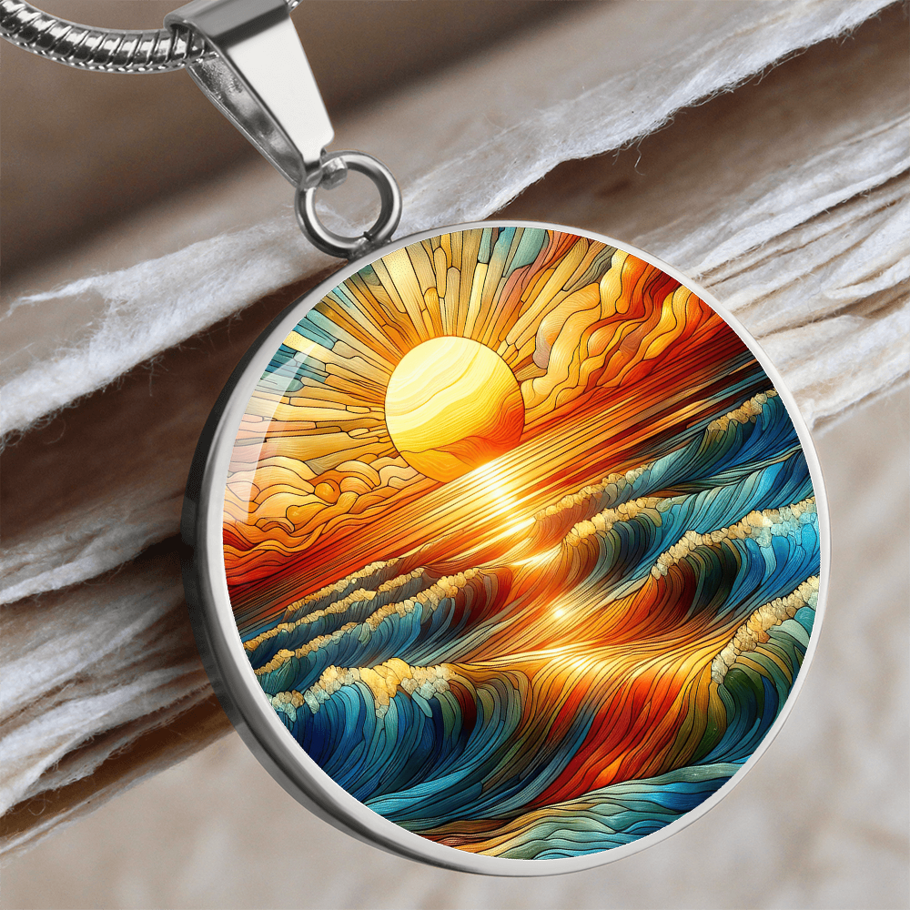 Sunset Design Round Pendant Necklace
