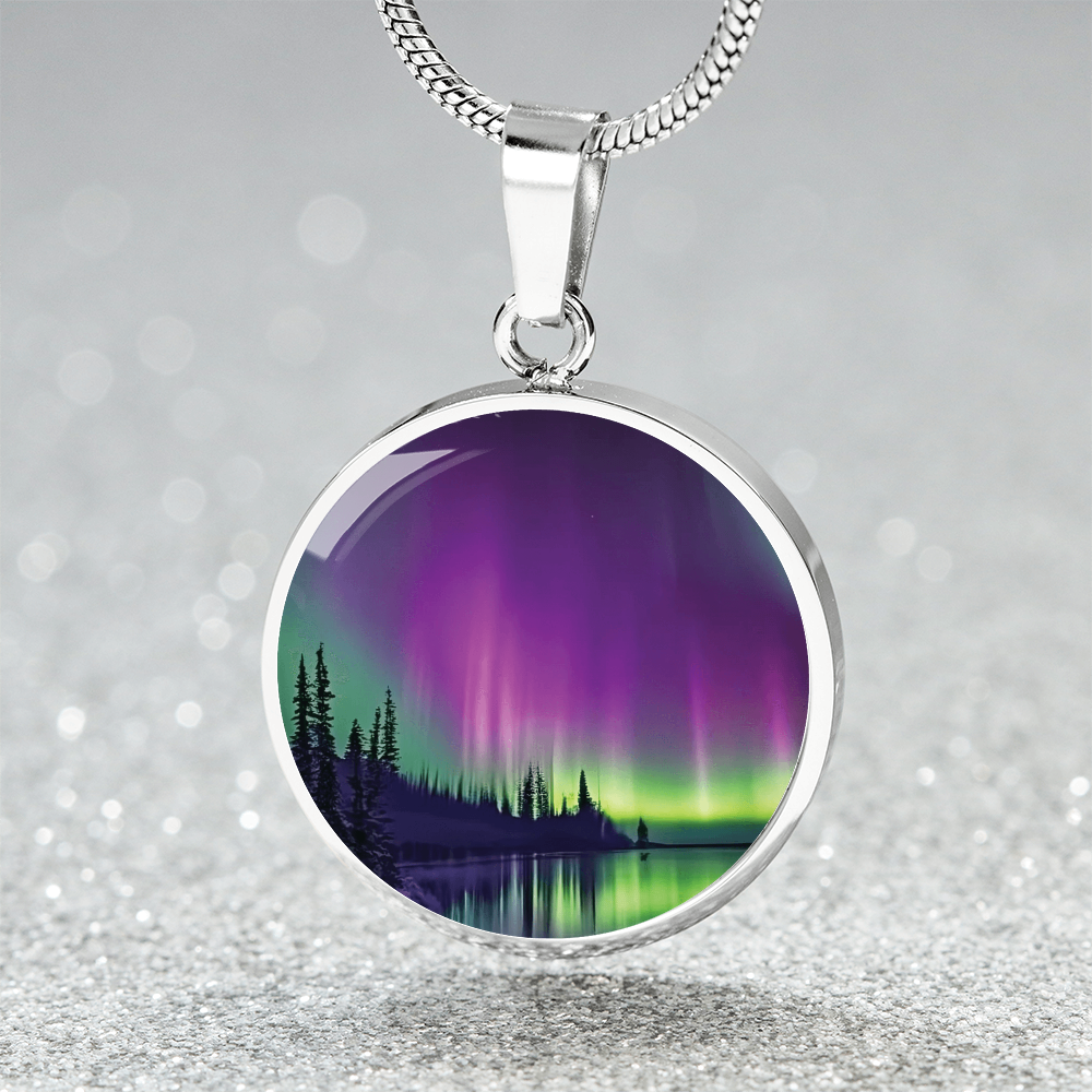 Aurora Borealis Round Pendant Necklace