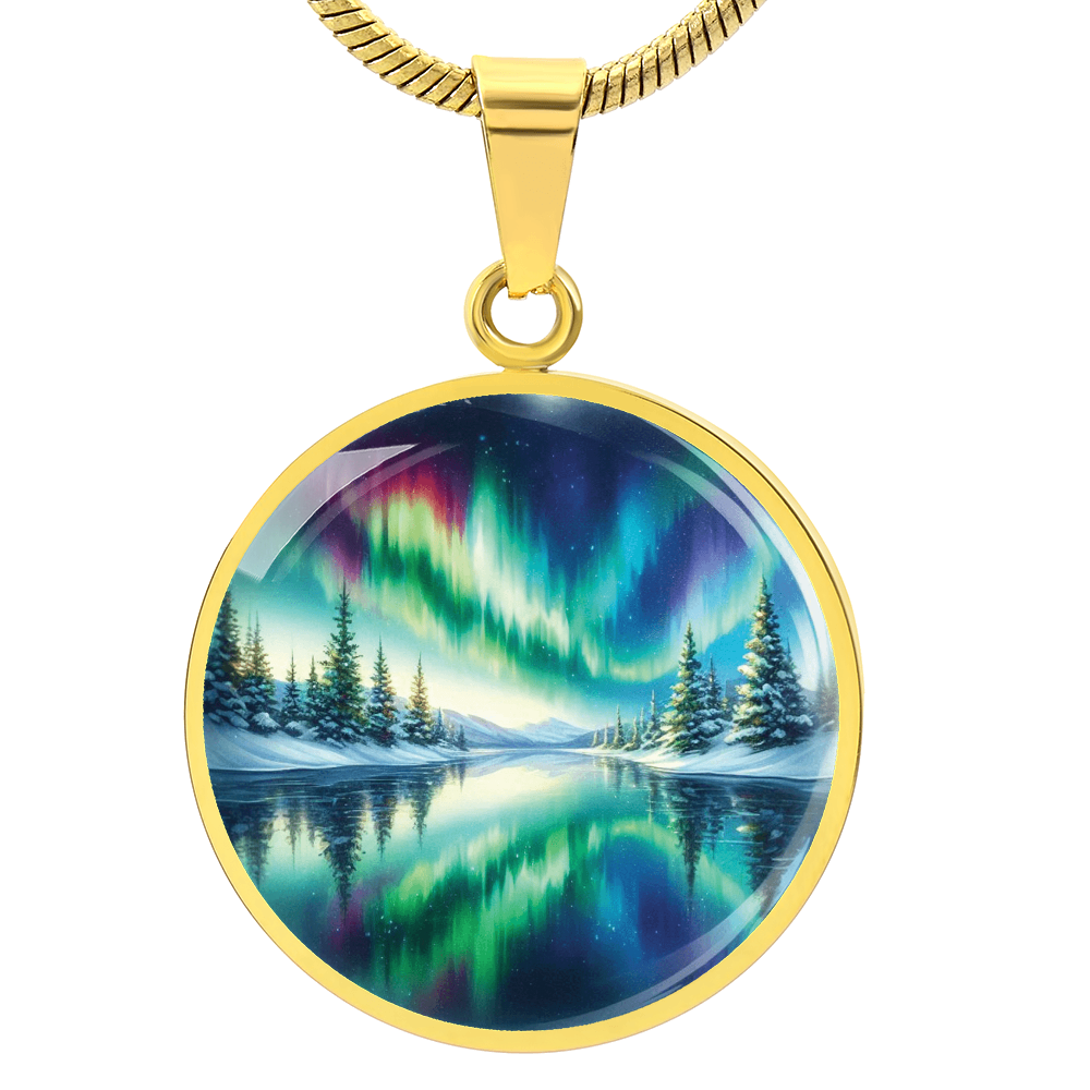 Aurora Borealis Round Pendant Necklace