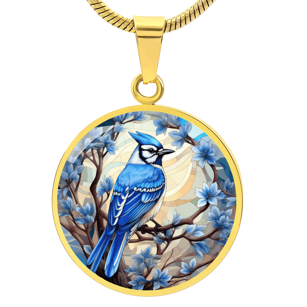 Blue Jay Stained Glass Necklace, Bird Necklace, Gifts for Wife, Gifts for Bird Lovers, Birthday Gift, Gift for Her