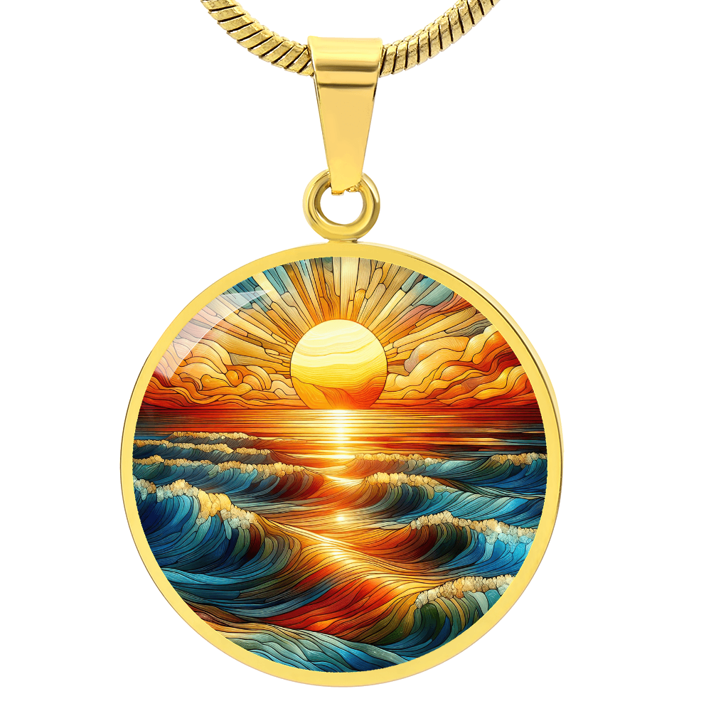 Sunset Design Round Pendant Necklace