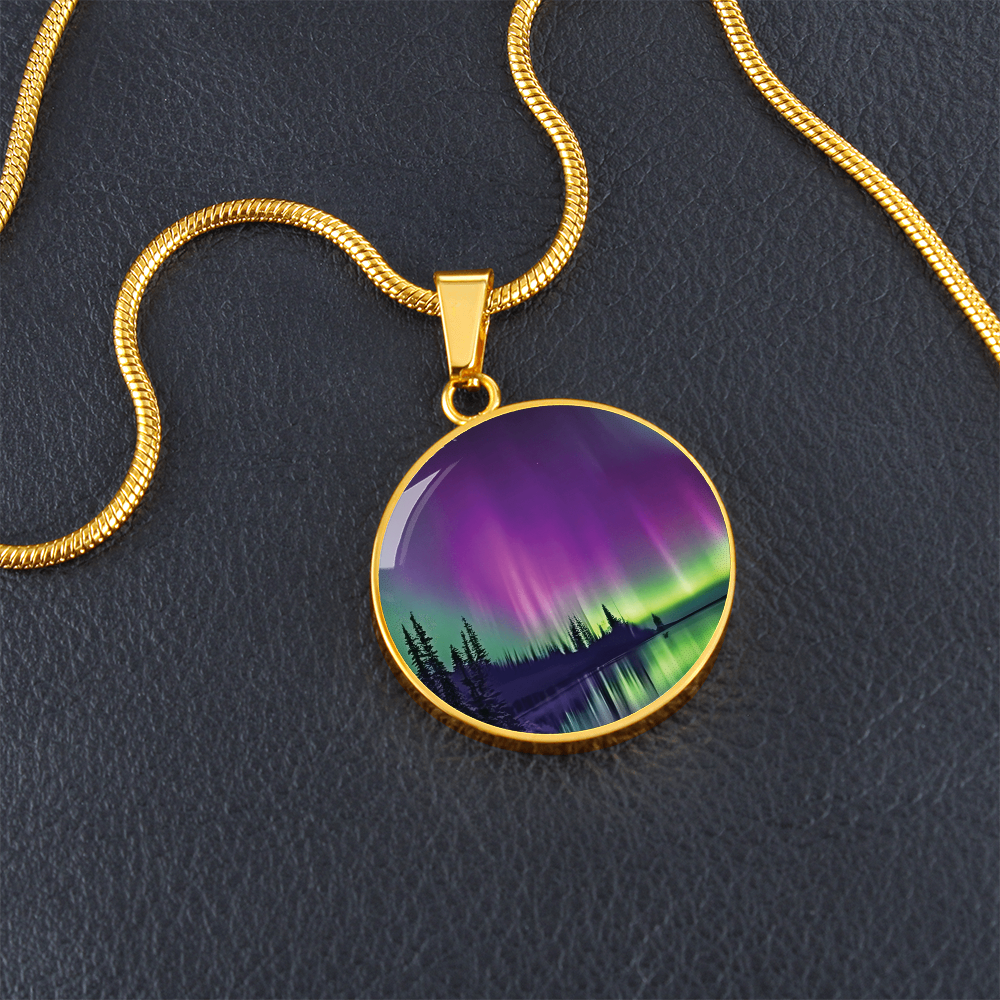 Aurora Borealis Round Pendant Necklace
