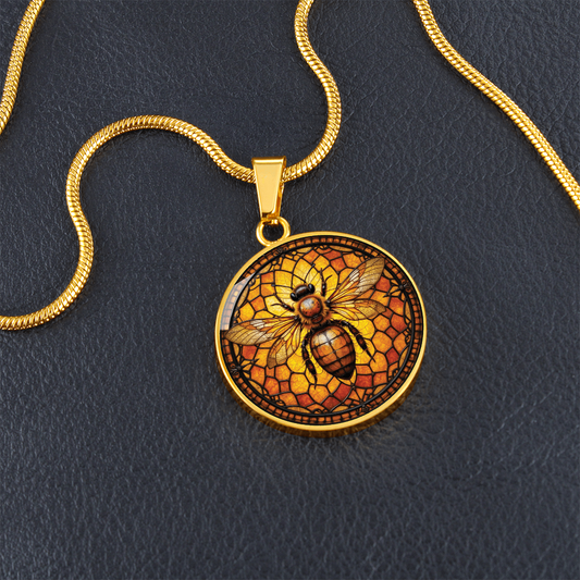 Honey Bee Round Pendant Necklace