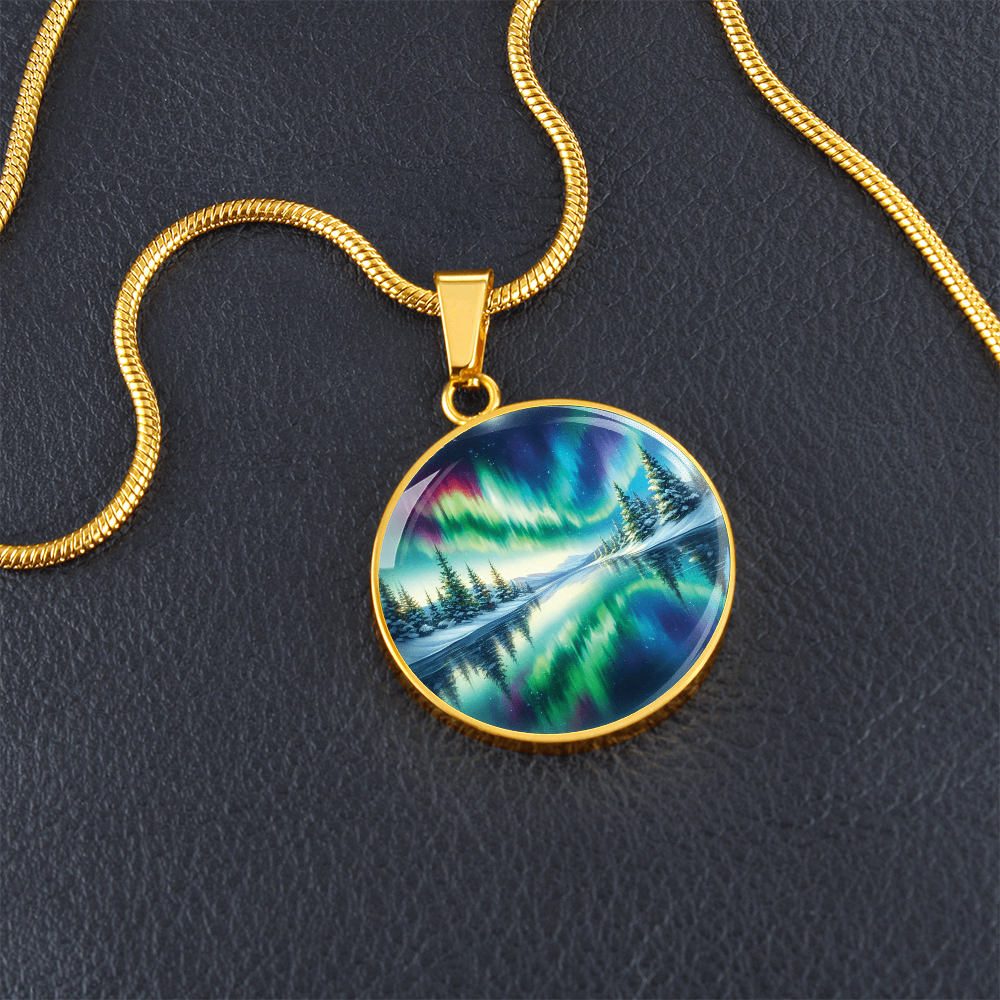 Aurora Borealis Round Pendant Necklace