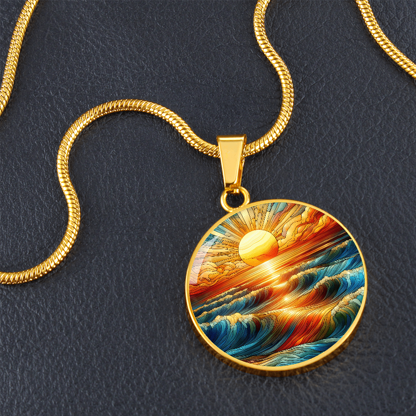 Sunset Design Round Pendant Necklace