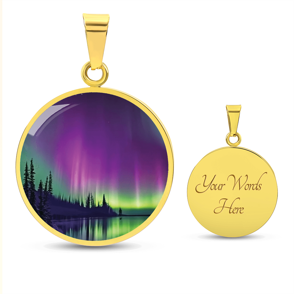Aurora Borealis Round Pendant Necklace