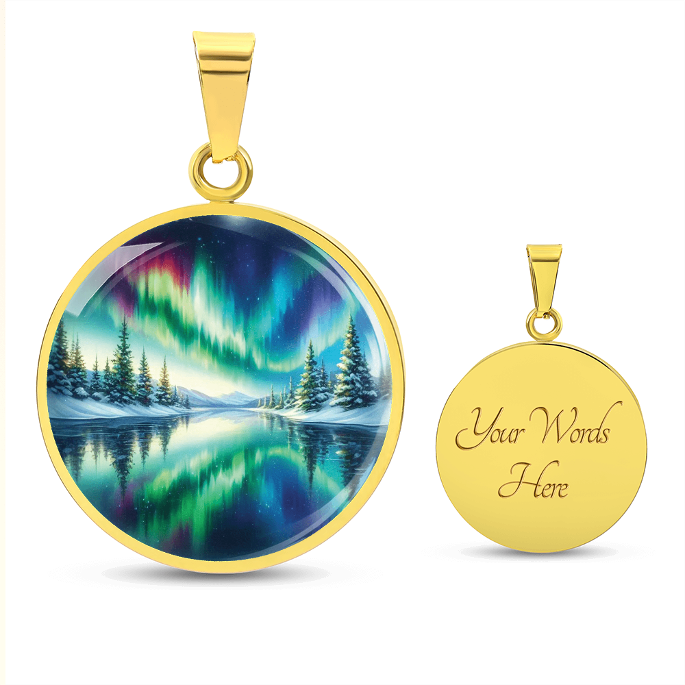 Aurora Borealis Round Pendant Necklace