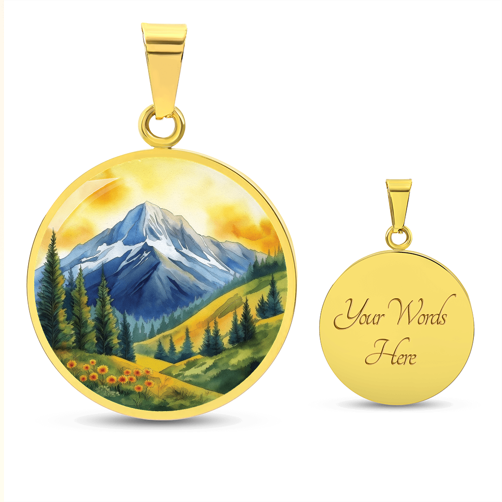 Mountain and Nature Round Pendant Necklace