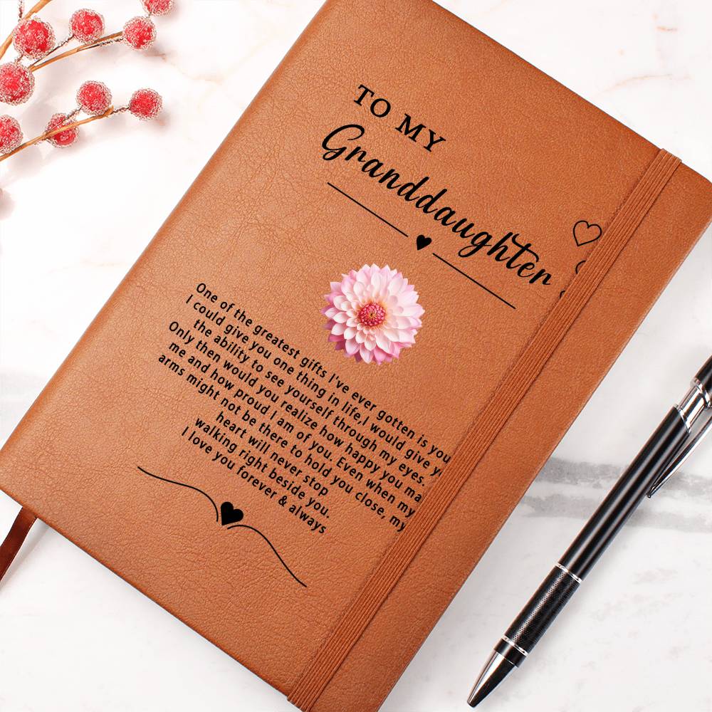 Personalized Granddaughter Vegan Leather Journal, Graduation Gift for Granddaughter,Gifts from Grandma Keepsake Journal, From Godmother