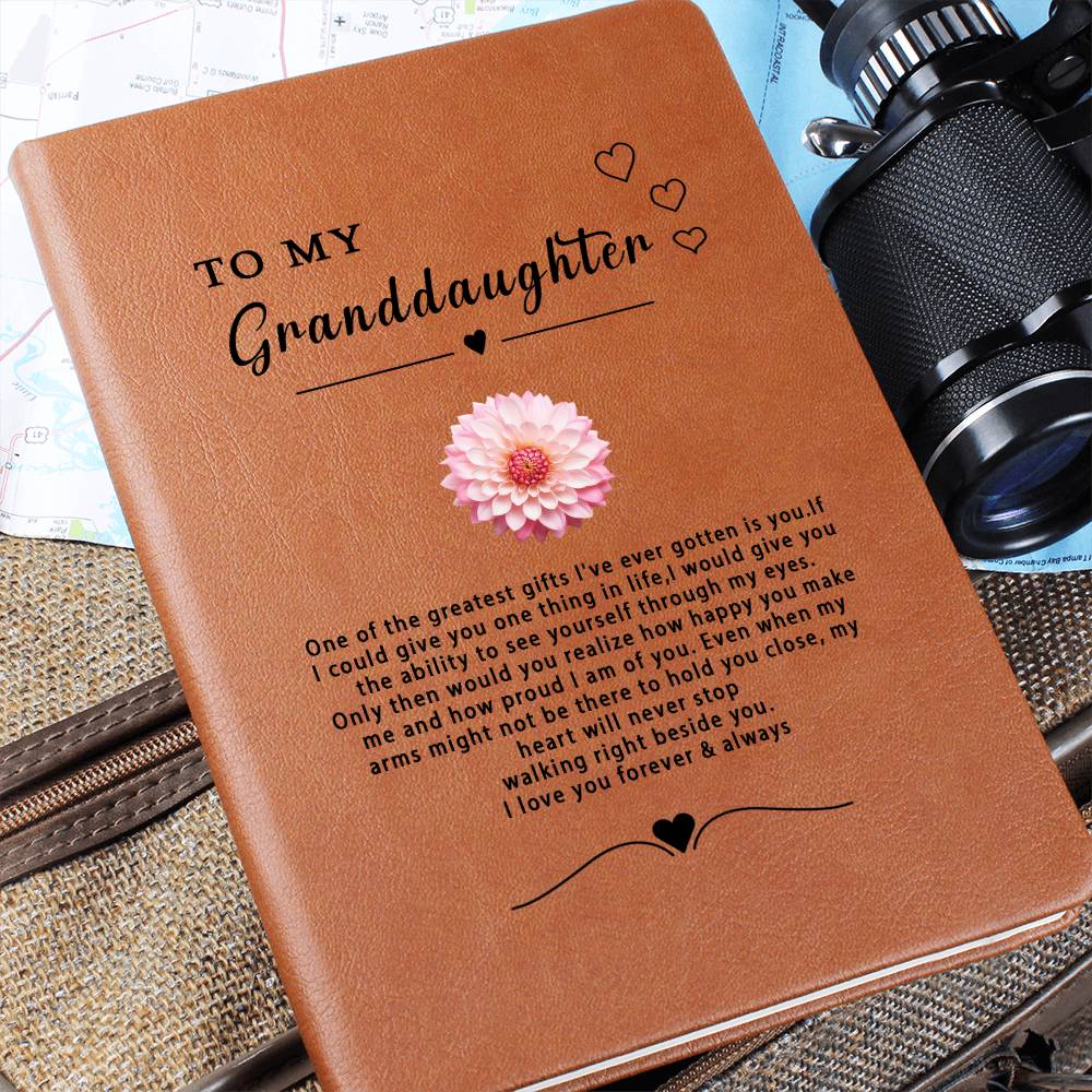 Personalized Granddaughter Vegan Leather Journal, Graduation Gift for Granddaughter,Gifts from Grandma Keepsake Journal, From Godmother
