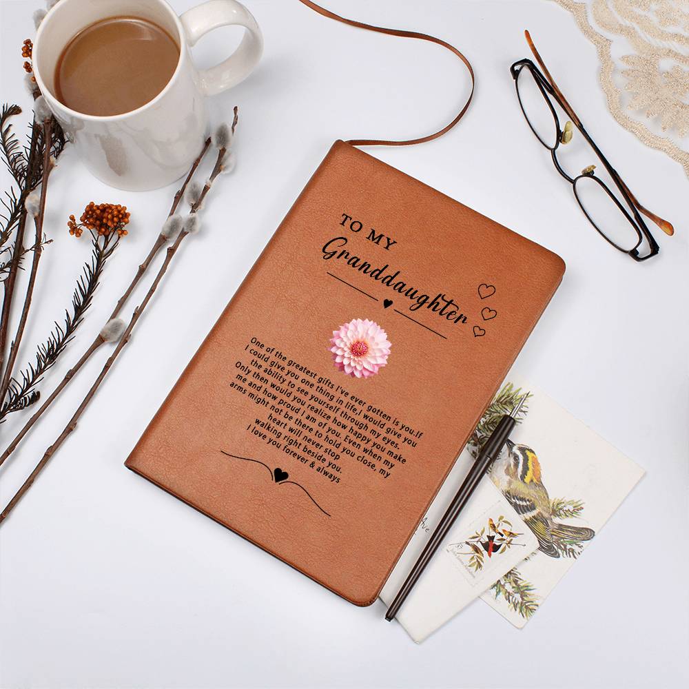 Personalized Granddaughter Vegan Leather Journal, Graduation Gift for Granddaughter,Gifts from Grandma Keepsake Journal, From Godmother