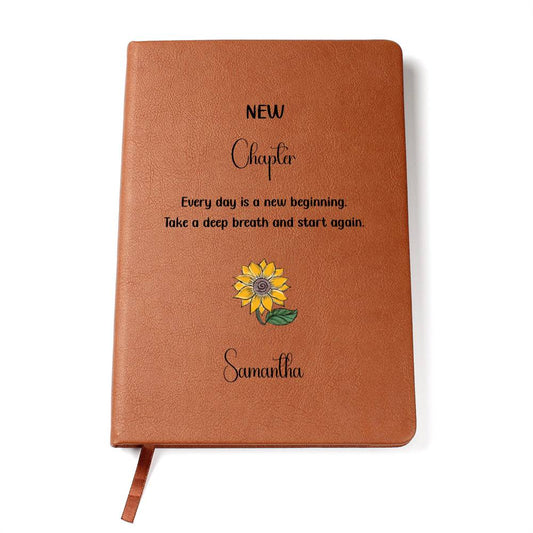 Personalized New Chapter Journal, Custom Name Notebook, A5 Vegan Leather Journal, Graduate Gift New Beginnings, Grad Gifts for Her