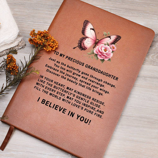 Personalized Butterfly Granddaughter Leather Journal, Graduation Gift for Granddaughter,Gifts from Grandma Keepsake Journal, From Godmother