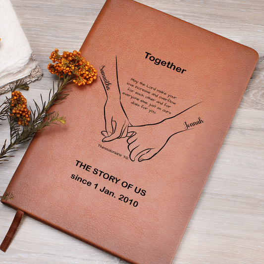 Together Personalized Couple's Journal Notebook, Customized Name Leather, Gift for Wife, Gift for Husband, Anniversary gift