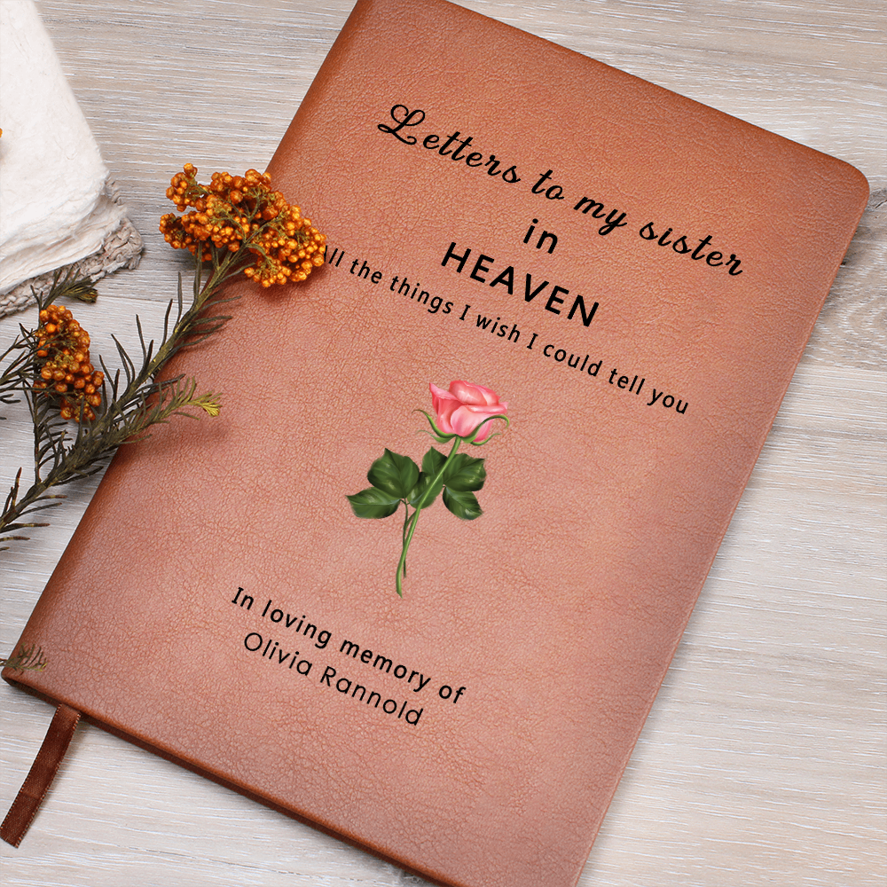 Letters to my Sister in Heaven Journal, Memorial Journal, Personalized Notebook, Custom Journal, Gift Idea