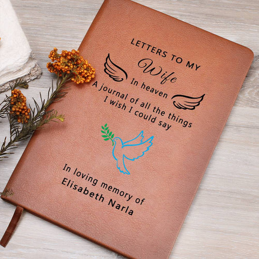 Letters to my Wife in Heaven Customizable Vegan Leather Journal, Loss of Wife Remembrance Grief Journal Death of Wife Memorial Gift