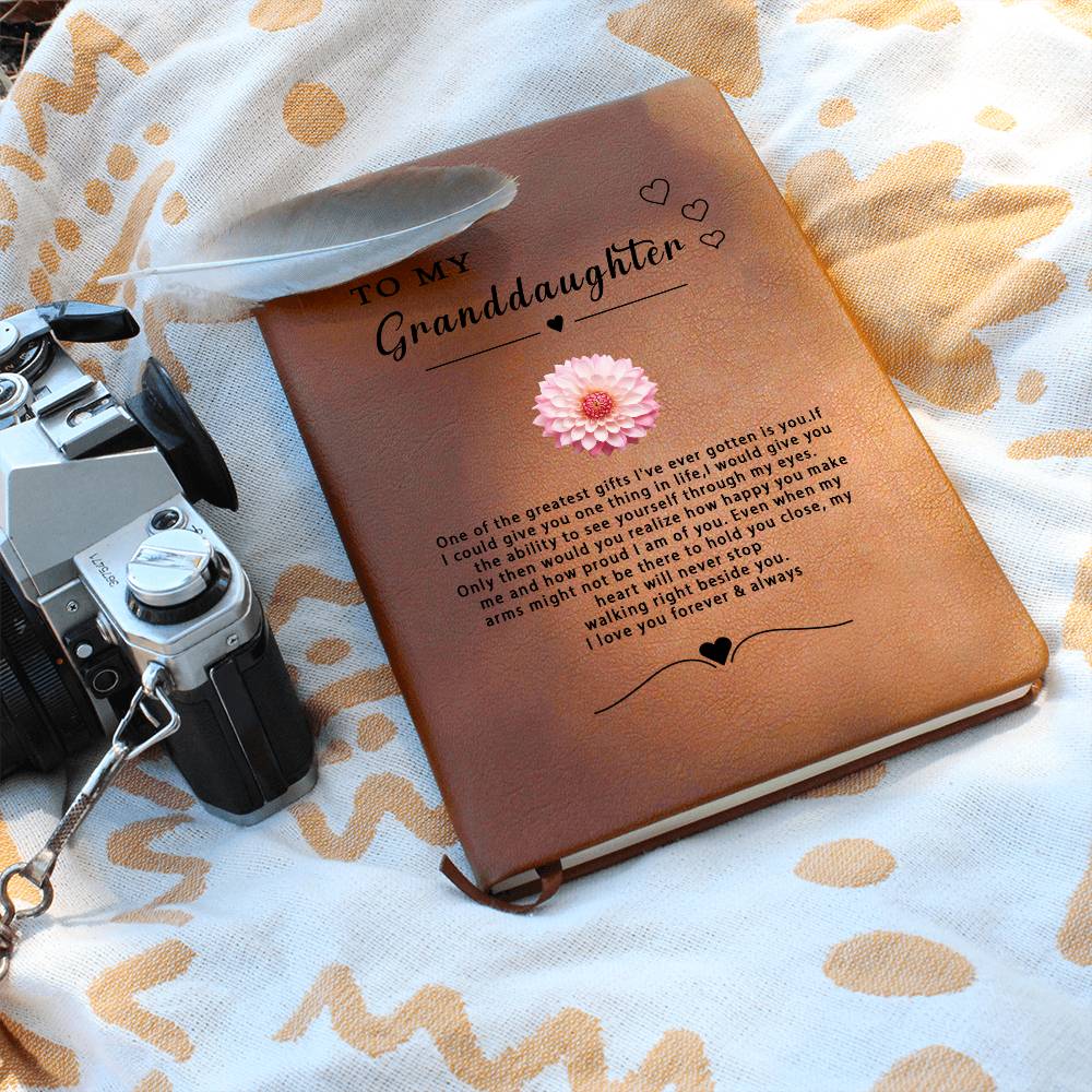 Personalized Granddaughter Vegan Leather Journal, Graduation Gift for Granddaughter,Gifts from Grandma Keepsake Journal, From Godmother