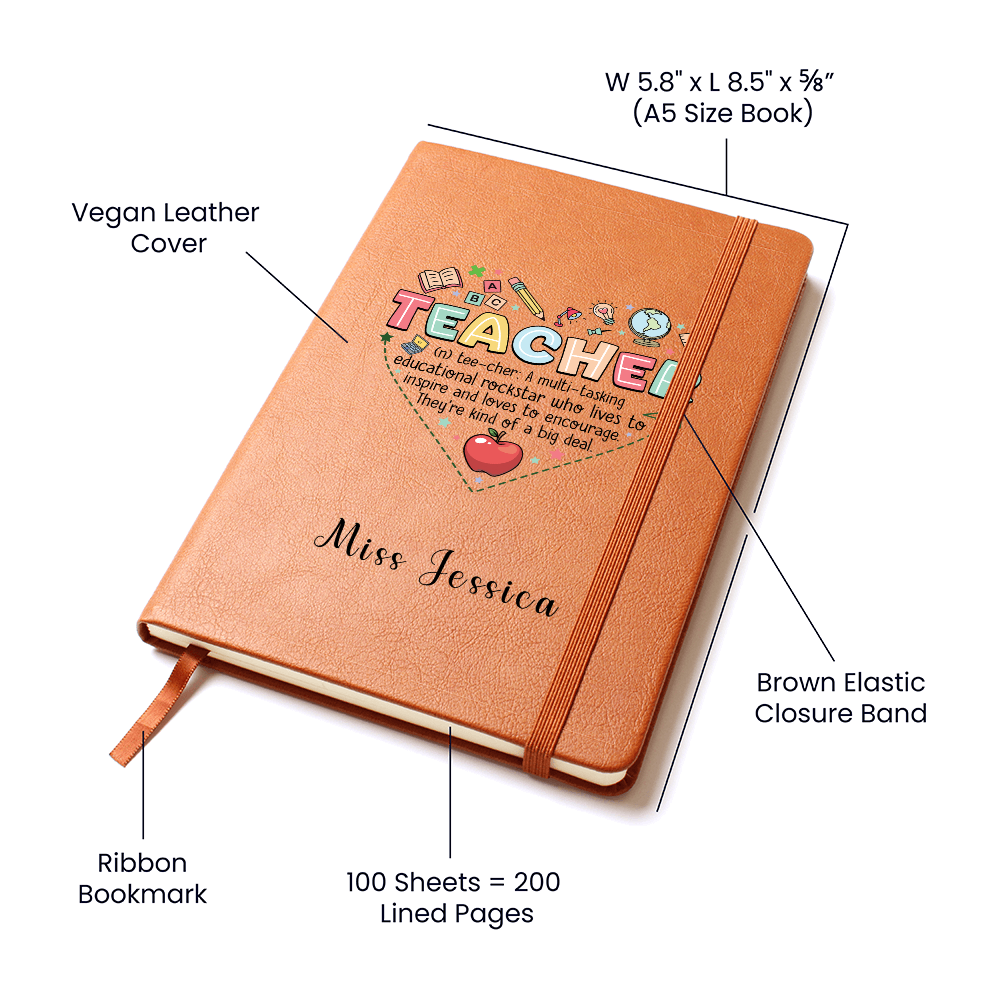 Personalized Journal for Teacher, Teacher Definition Notebook, Teaching Assistant, Gift for My Favourite Teacher, Apple for The Teacher