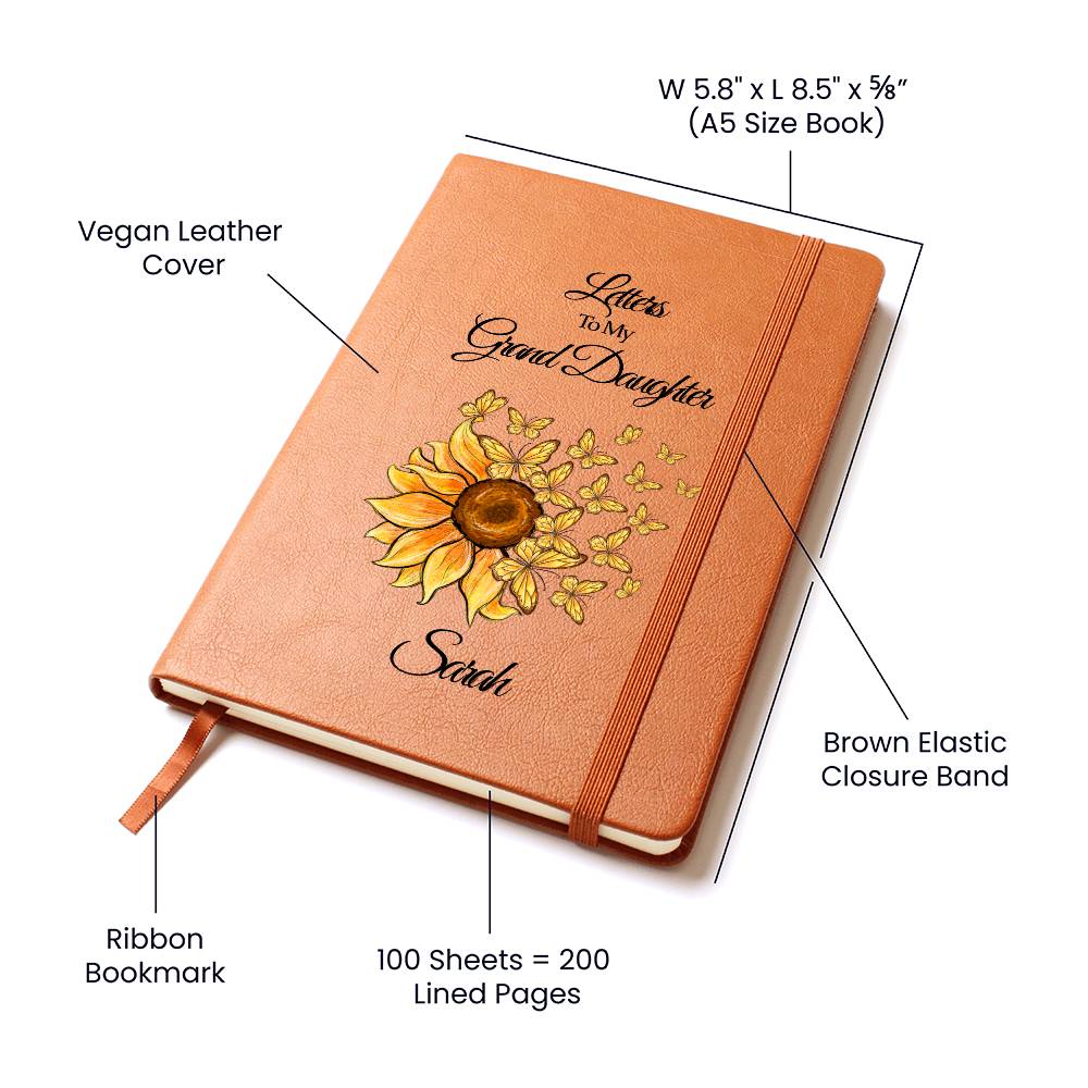 To My Granddaughter Personalized Leather Journal, Granddaughter gifts from Grandma, Unique Christmas gift for granddaughter| Gift from Nana