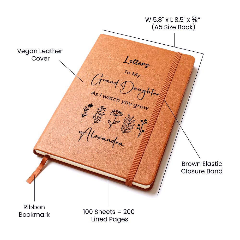 To My Granddaughter Personalized Butterfly Leather Journal, Granddaughter gifts from Grandma, Unique Christmas gift for granddaughter