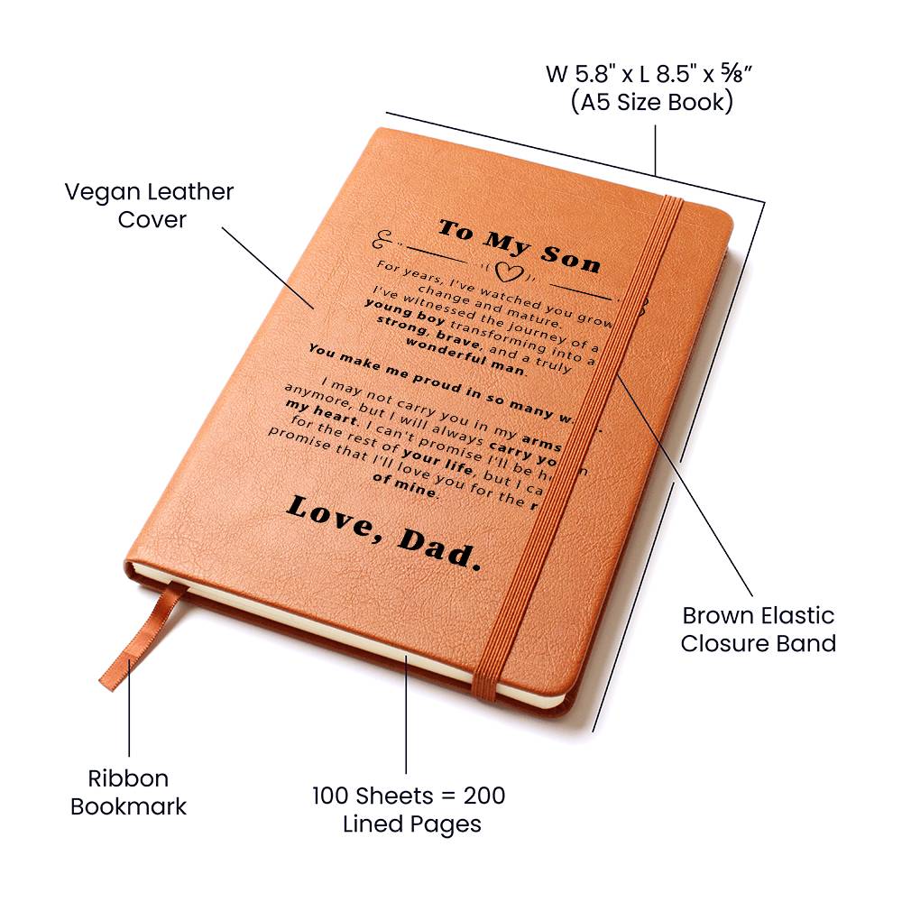Personalized Son Leather Journal,To My Son Christmas Gift from Dad, Son Birthday Gift from Mom, Son Graduation Gifts, Wedding Gift for Son